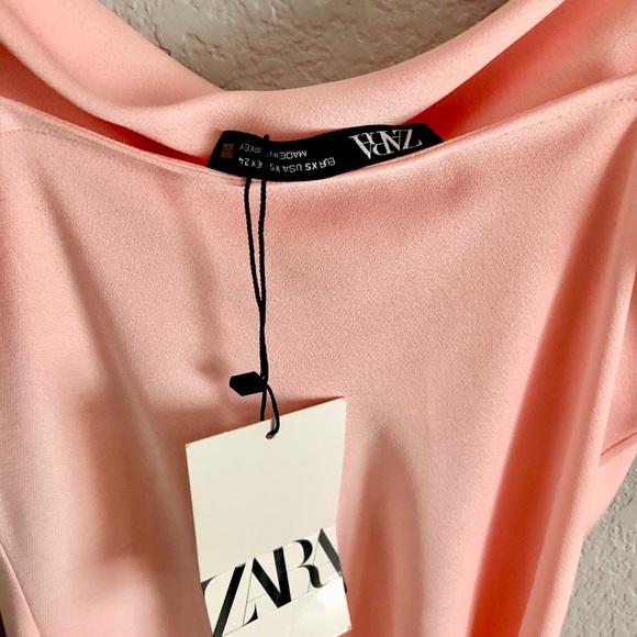 ZARA PINK SATIN COWL NECK CAMI TOP WITH RHINESTONE STRAPS - Picture 7 of 10